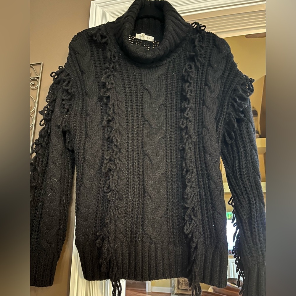 Wynter Black Cable Knit Turtleneck Sweater